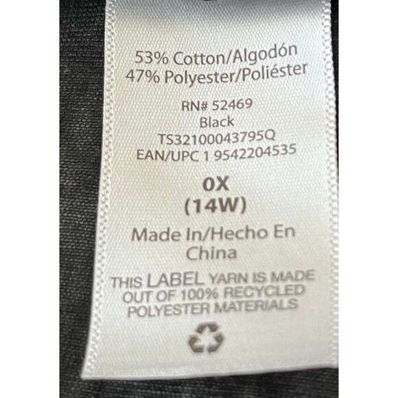 TERRA & SKY COLD SHOULDER CAP SLV PULL-OVER TOP, WOMENS, 0X (14W), BLACK/GREY - Picture 10 of 12